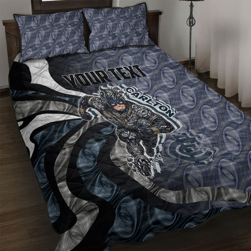 Personalised Carlton Quilt Bed Set Trippy Psychedelic Abstract Art Mascot Football Fans