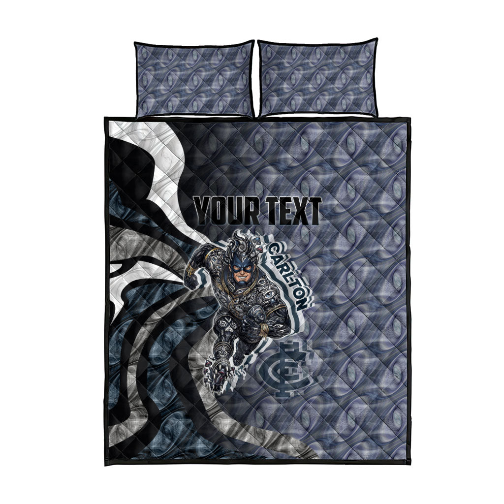 Personalised Carlton Quilt Bed Set Trippy Psychedelic Abstract Art Mascot Football Fans