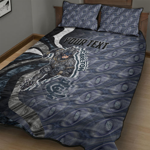 Personalised Carlton Quilt Bed Set Trippy Psychedelic Abstract Art Mascot Football Fans