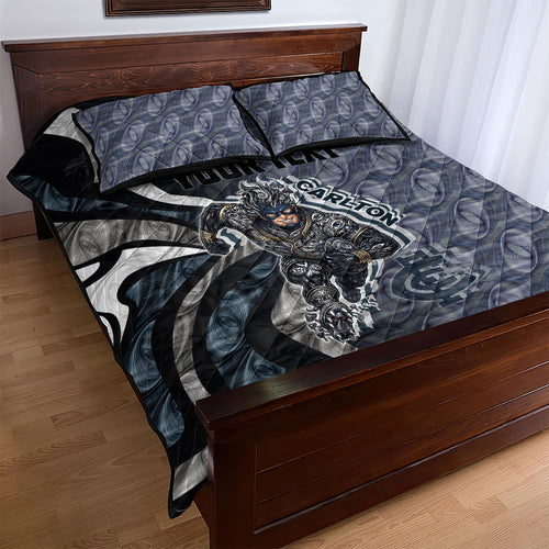 Personalised Carlton Quilt Bed Set Trippy Psychedelic Abstract Art Mascot Football Fans
