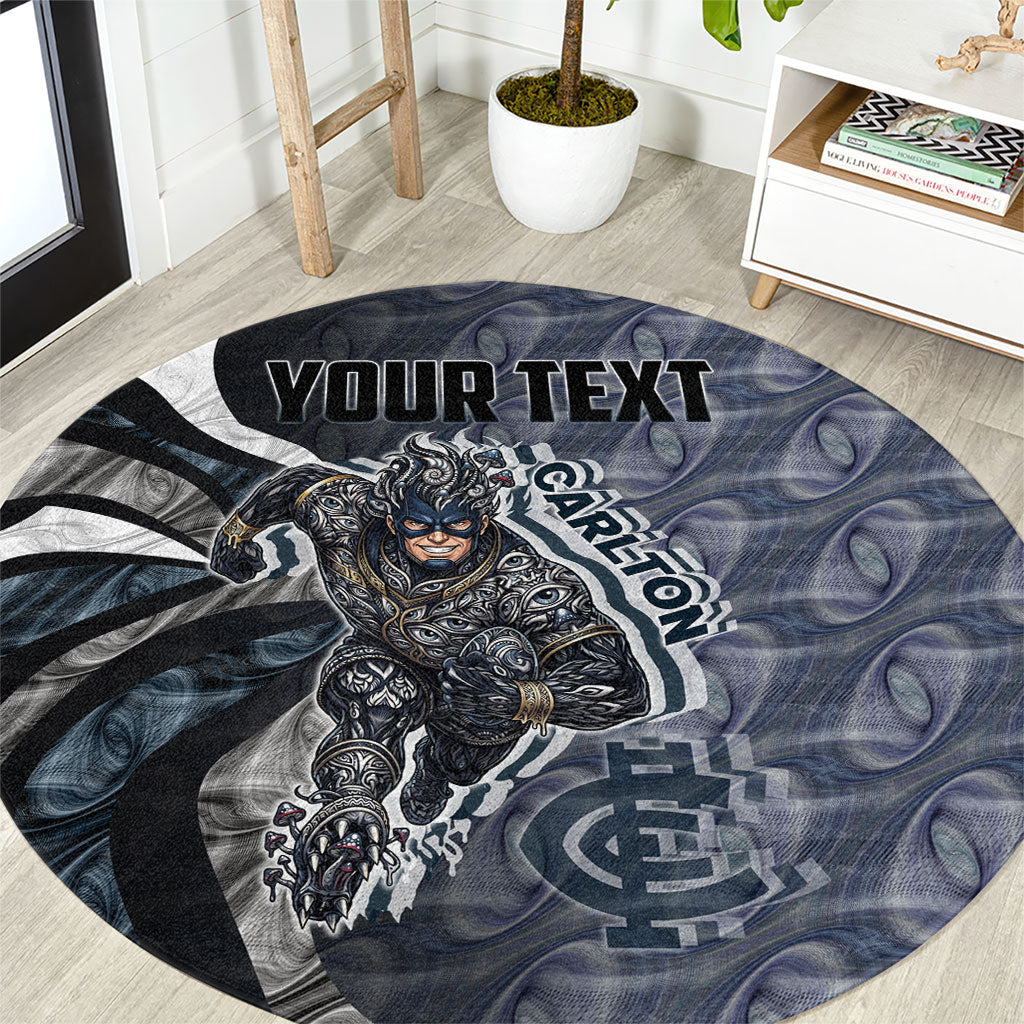 Personalised Carlton Round Carpet Trippy Psychedelic Abstract Art Mascot Football Fans