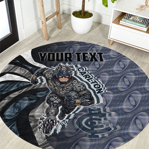 Personalised Carlton Round Carpet Trippy Psychedelic Abstract Art Mascot Football Fans
