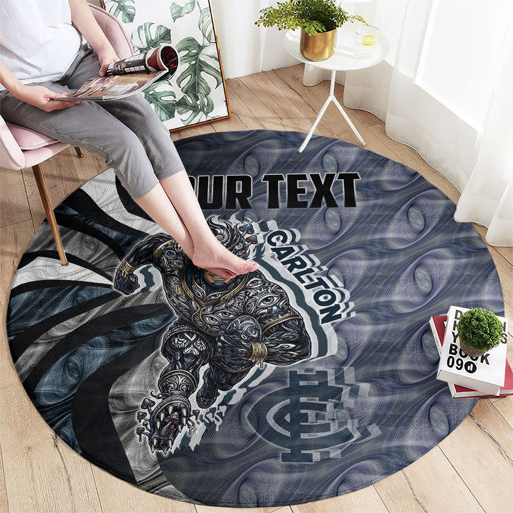 Personalised Carlton Round Carpet Trippy Psychedelic Abstract Art Mascot Football Fans