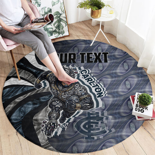 Personalised Carlton Round Carpet Trippy Psychedelic Abstract Art Mascot Football Fans