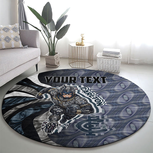 Personalised Carlton Round Carpet Trippy Psychedelic Abstract Art Mascot Football Fans