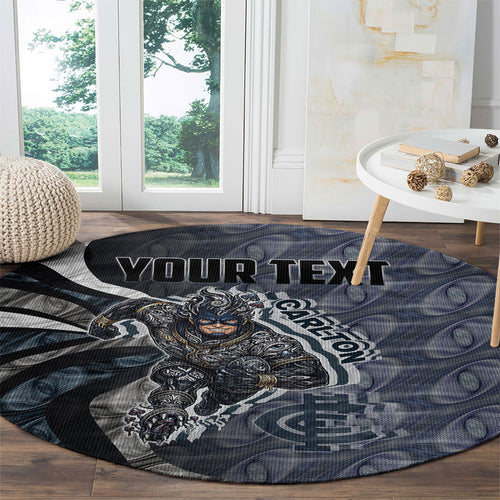 Personalised Carlton Round Carpet Trippy Psychedelic Abstract Art Mascot Football Fans
