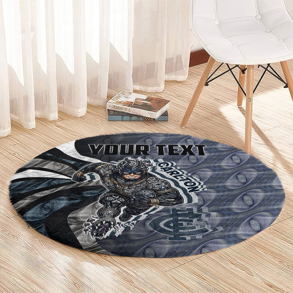 Personalised Carlton Round Carpet Trippy Psychedelic Abstract Art Mascot Football Fans