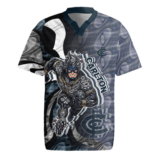 Personalised Carlton Rugby Jersey Trippy Psychedelic Abstract Art Mascot Football Fans
