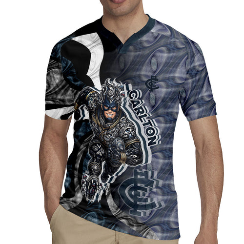 Personalised Carlton Rugby Jersey Trippy Psychedelic Abstract Art Mascot Football Fans
