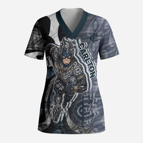 Personalised Carlton Scrub Top Trippy Psychedelic Abstract Art Mascot Football Fans