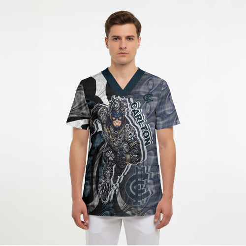 Personalised Carlton Scrub Top Trippy Psychedelic Abstract Art Mascot Football Fans