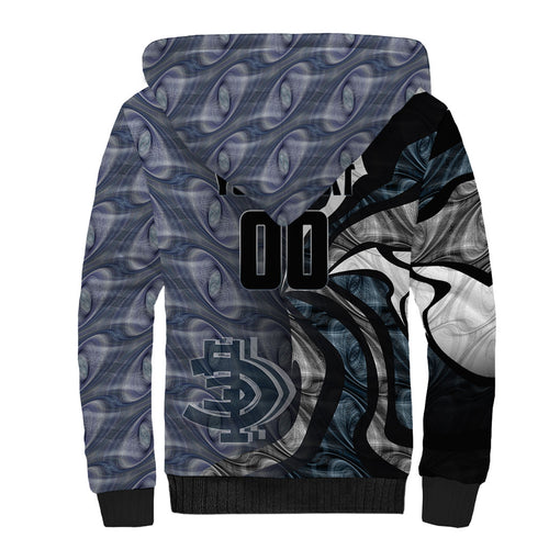 Personalised Carlton Sherpa Hoodie Trippy Psychedelic Abstract Art Mascot Football Fans