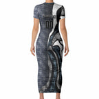 Personalised Carlton Short Sleeve Bodycon Dress Trippy Psychedelic Abstract Art Mascot Football Fans