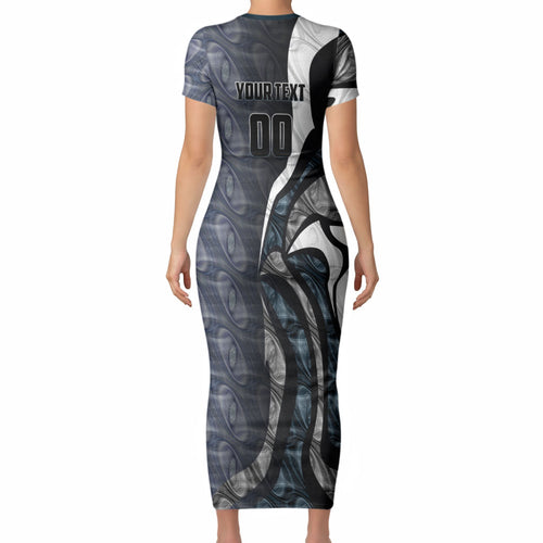 Personalised Carlton Short Sleeve Bodycon Dress Trippy Psychedelic Abstract Art Mascot Football Fans