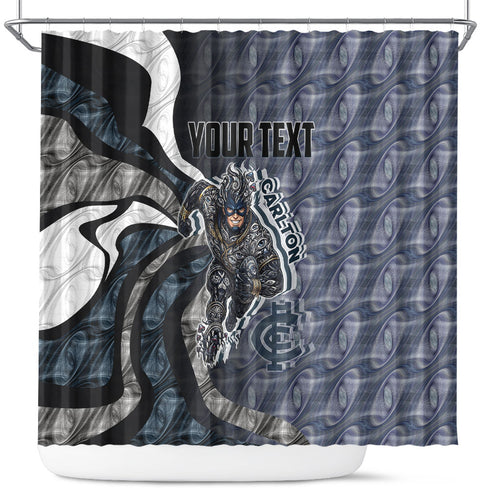 Personalised Carlton Shower Curtain Trippy Psychedelic Abstract Art Mascot Football Fans