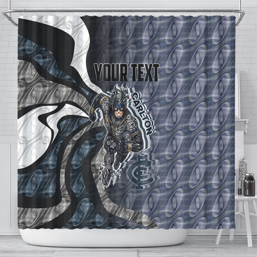 Personalised Carlton Shower Curtain Trippy Psychedelic Abstract Art Mascot Football Fans