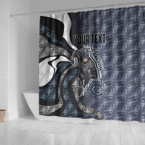 Personalised Carlton Shower Curtain Trippy Psychedelic Abstract Art Mascot Football Fans