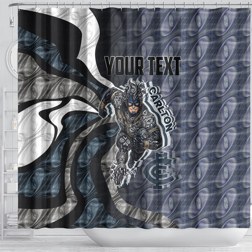 Personalised Carlton Shower Curtain Trippy Psychedelic Abstract Art Mascot Football Fans