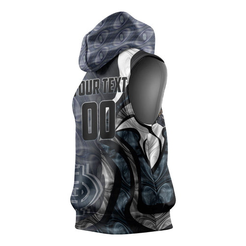 Personalised Carlton Sleeveless Hoodie Trippy Psychedelic Abstract Art Mascot Football Fans