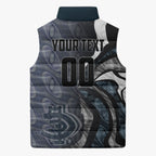 Personalised Carlton Sleeveless Puffer Jacket Trippy Psychedelic Abstract Art Mascot Football Fans