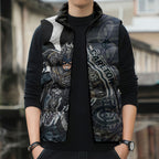 Personalised Carlton Sleeveless Puffer Jacket Trippy Psychedelic Abstract Art Mascot Football Fans