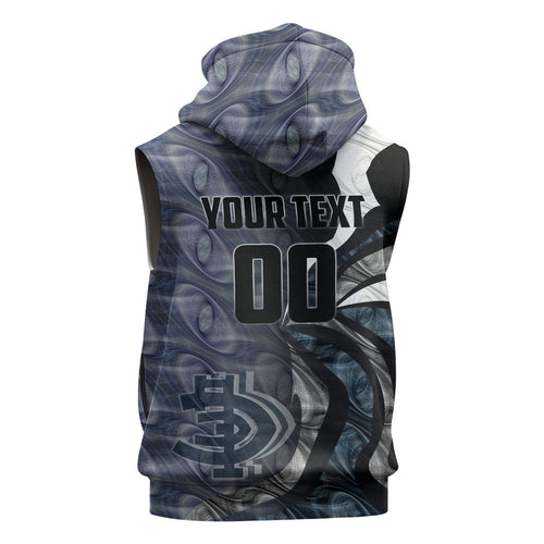 Personalised Carlton Sleeveless Zip Hoodie Trippy Psychedelic Abstract Art Mascot Football Fans