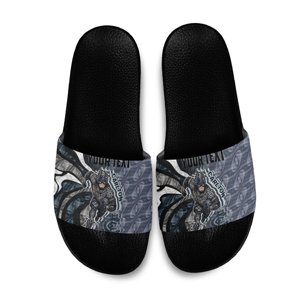 Personalised Carlton Slide Sandals Trippy Psychedelic Abstract Art Mascot Football Fans