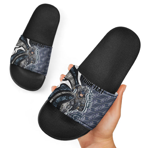 Personalised Carlton Slide Sandals Trippy Psychedelic Abstract Art Mascot Football Fans