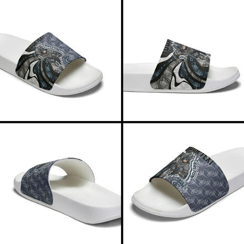 Personalised Carlton Slide Sandals Trippy Psychedelic Abstract Art Mascot Football Fans