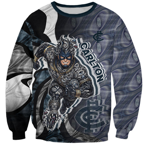 Personalised Carlton Sweatshirt Trippy Psychedelic Abstract Art Mascot Football Fans