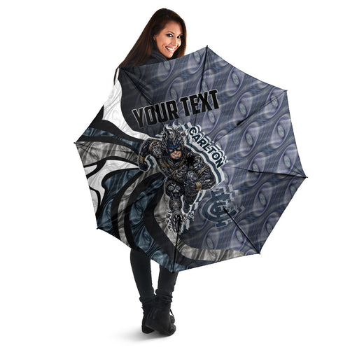 Personalised Carlton Umbrella Trippy Psychedelic Abstract Art Mascot Football Fans
