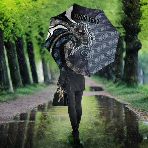 Personalised Carlton Umbrella Trippy Psychedelic Abstract Art Mascot Football Fans