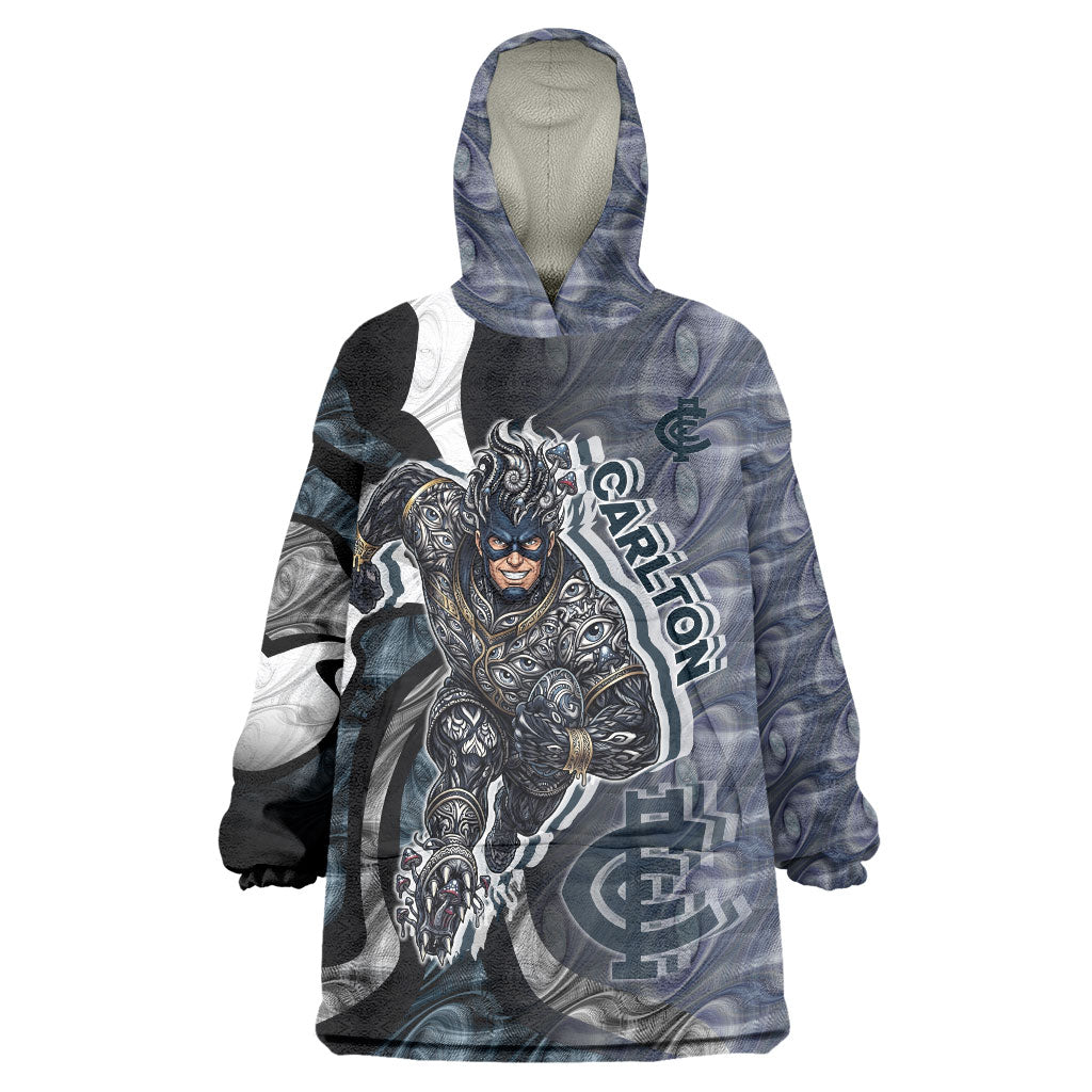 Personalised Carlton Wearable Blanket Hoodie Trippy Psychedelic Abstract Art Mascot Football Fans