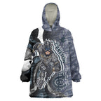 Personalised Carlton Wearable Blanket Hoodie Trippy Psychedelic Abstract Art Mascot Football Fans