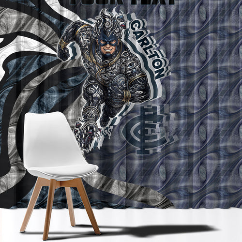 Personalised Carlton Window Curtain Trippy Psychedelic Abstract Art Mascot Football Fans
