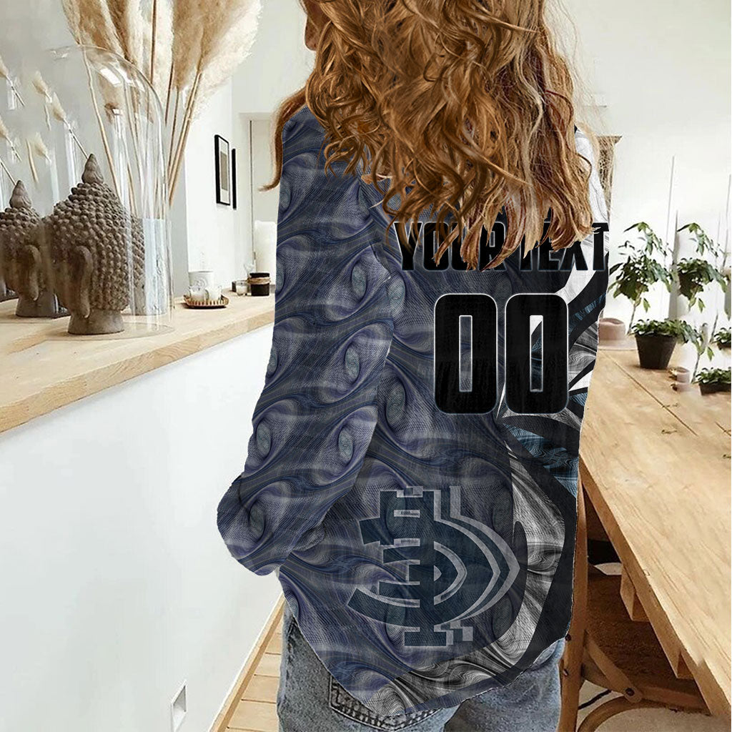 Personalised Carlton Women Casual Shirt Trippy Psychedelic Abstract Art Mascot Football Fans
