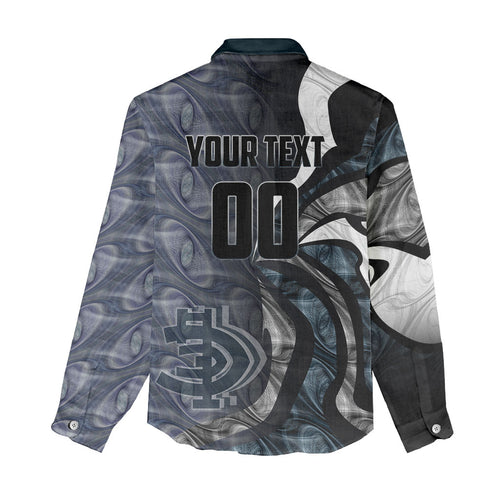 Personalised Carlton Women Casual Shirt Trippy Psychedelic Abstract Art Mascot Football Fans