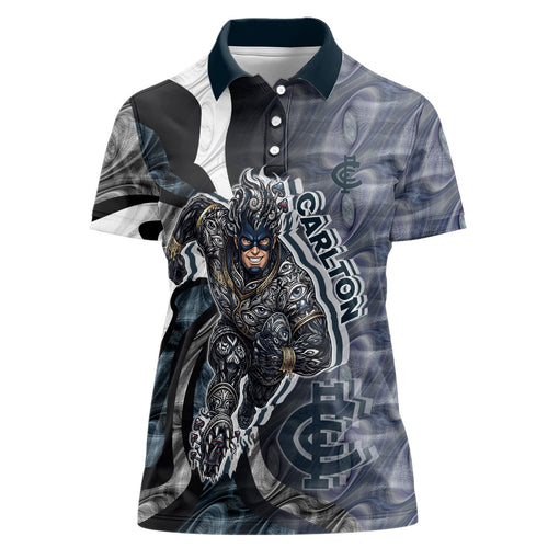 Personalised Carlton Women Polo Shirt Trippy Psychedelic Abstract Art Mascot Football Fans
