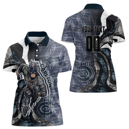 Personalised Carlton Women Polo Shirt Trippy Psychedelic Abstract Art Mascot Football Fans