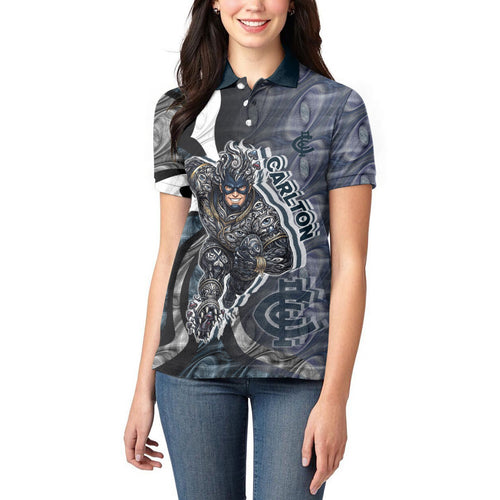 Personalised Carlton Women Polo Shirt Trippy Psychedelic Abstract Art Mascot Football Fans