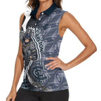 Personalised Carlton Women Sleeveless Polo Shirt Trippy Psychedelic Abstract Art Mascot Football Fans