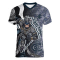 Personalised Carlton Women V-Neck T-Shirt Trippy Psychedelic Abstract Art Mascot Football Fans