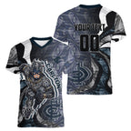 Personalised Carlton Women V-Neck T-Shirt Trippy Psychedelic Abstract Art Mascot Football Fans