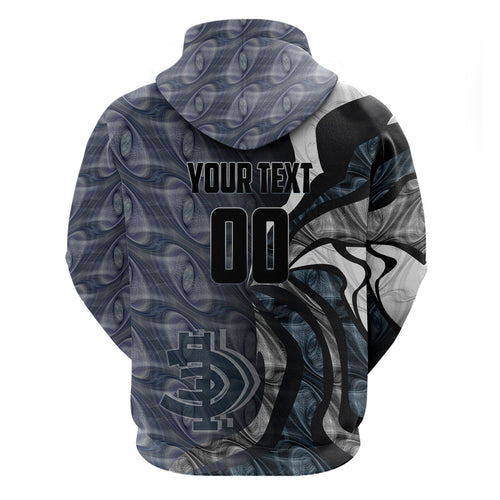 Personalised Carlton Zip Hoodie Trippy Psychedelic Abstract Art Mascot Football Fans