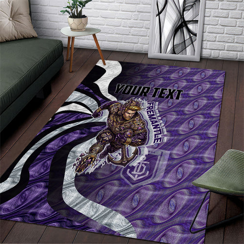 Personalised Fremantle Dockers Area Rug Trippy Psychedelic Abstract Art Mascot Football Fans