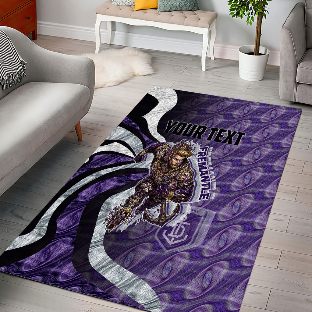 Personalised Fremantle Dockers Area Rug Trippy Psychedelic Abstract Art Mascot Football Fans