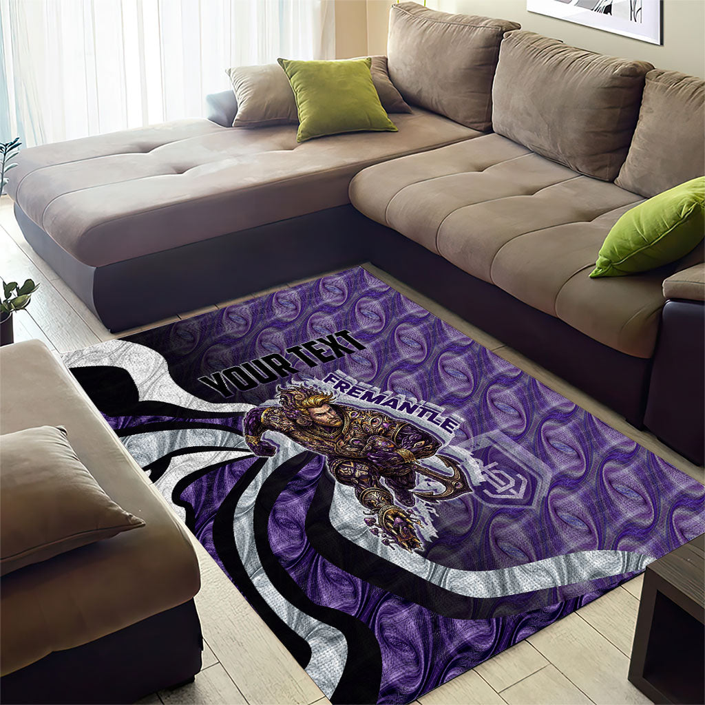 Personalised Fremantle Dockers Area Rug Trippy Psychedelic Abstract Art Mascot Football Fans