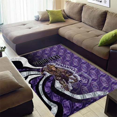 Personalised Fremantle Dockers Area Rug Trippy Psychedelic Abstract Art Mascot Football Fans