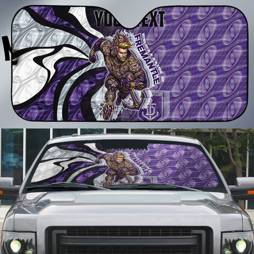 Personalised Fremantle Dockers Auto Sun Shade Trippy Psychedelic Abstract Art Mascot Football Fans
