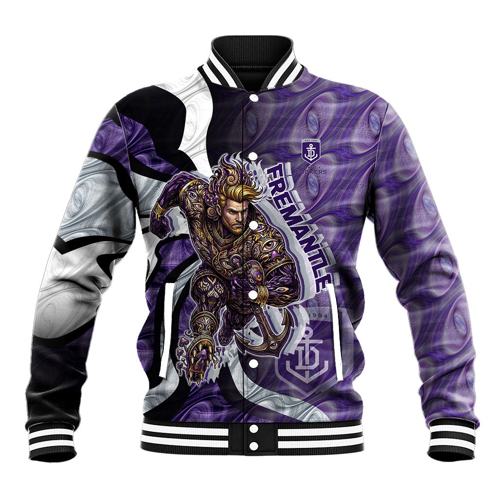 Personalised Fremantle Dockers Baseball Jacket Trippy Psychedelic Abstract Art Mascot Football Fans
